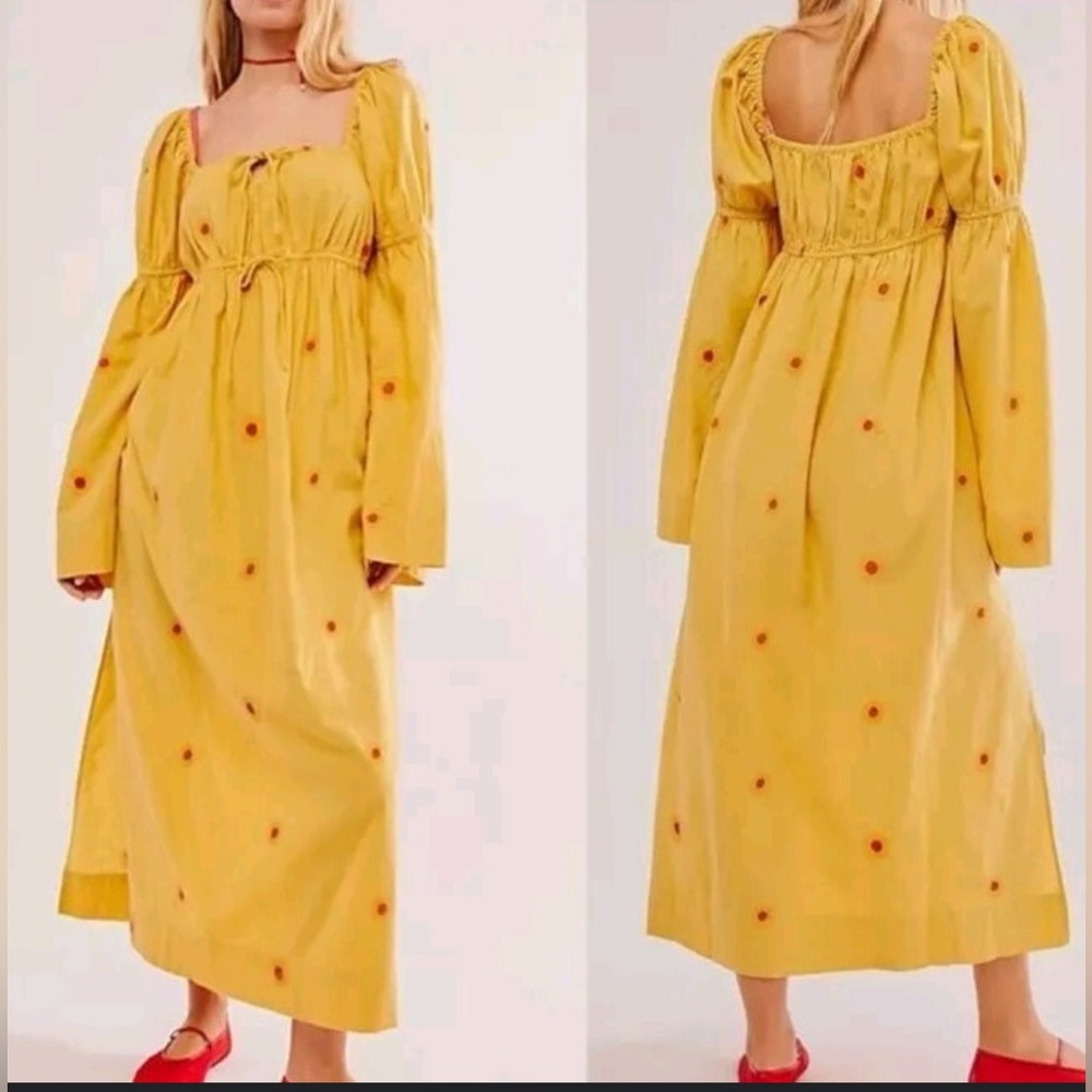 Free People Emory Embroidered Midi Dress!